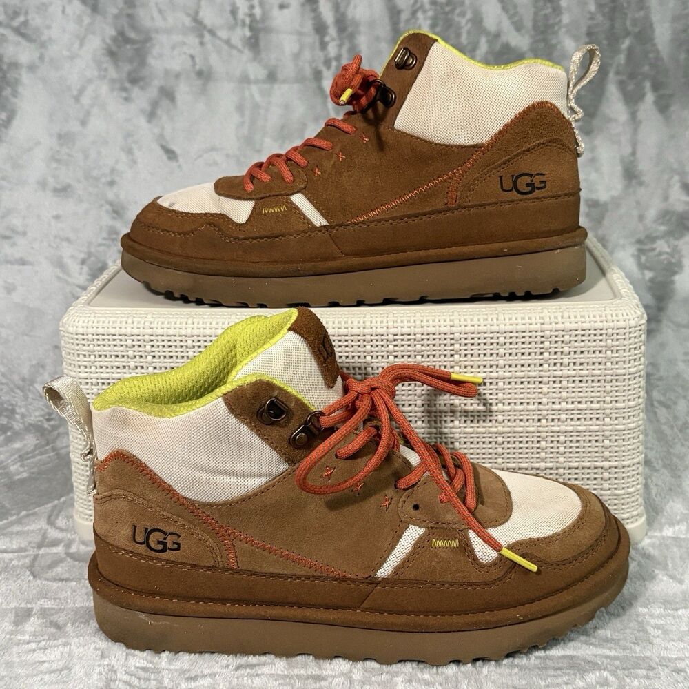 UGG Highland Hi Heritage Hiker Sneaker Lace Up Brown Suede Mesh Outdoor Size 9